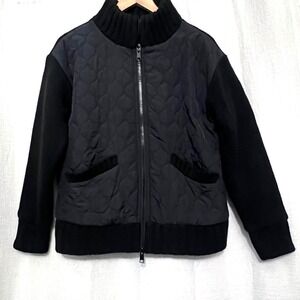 525 America Quilted Bomber Jacket Black Ribbed Collar Full Zip Women's Size S